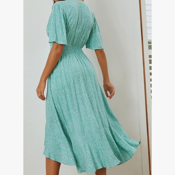 Flowy long maxi dress - teal color - Picture 2 of 3
